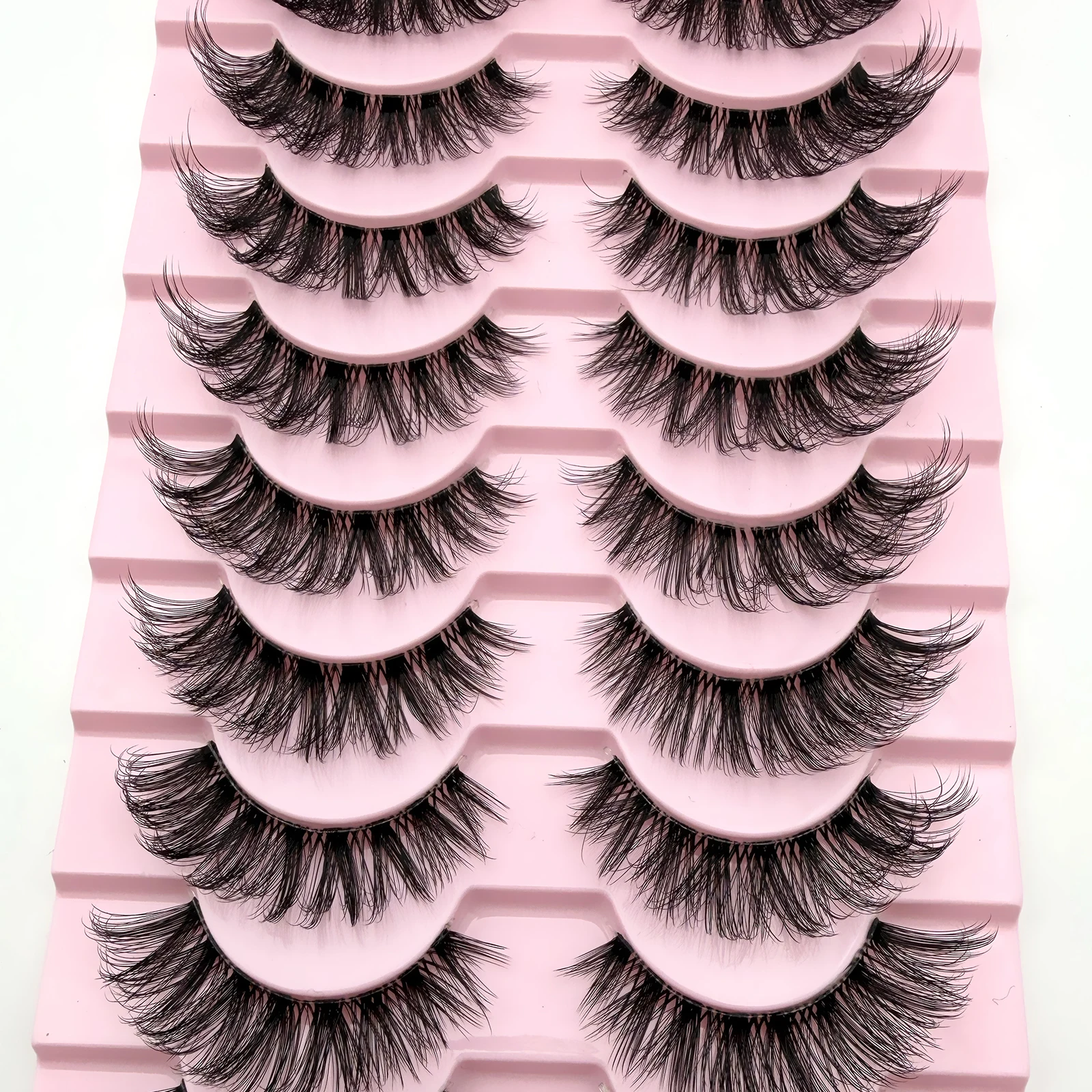 10ペア ふわふわまつげ Dカール つけまつげ 3Dボリューム ウィスピーつけまつげ ストリップス 日常使いや特別な機会のメイクに最適