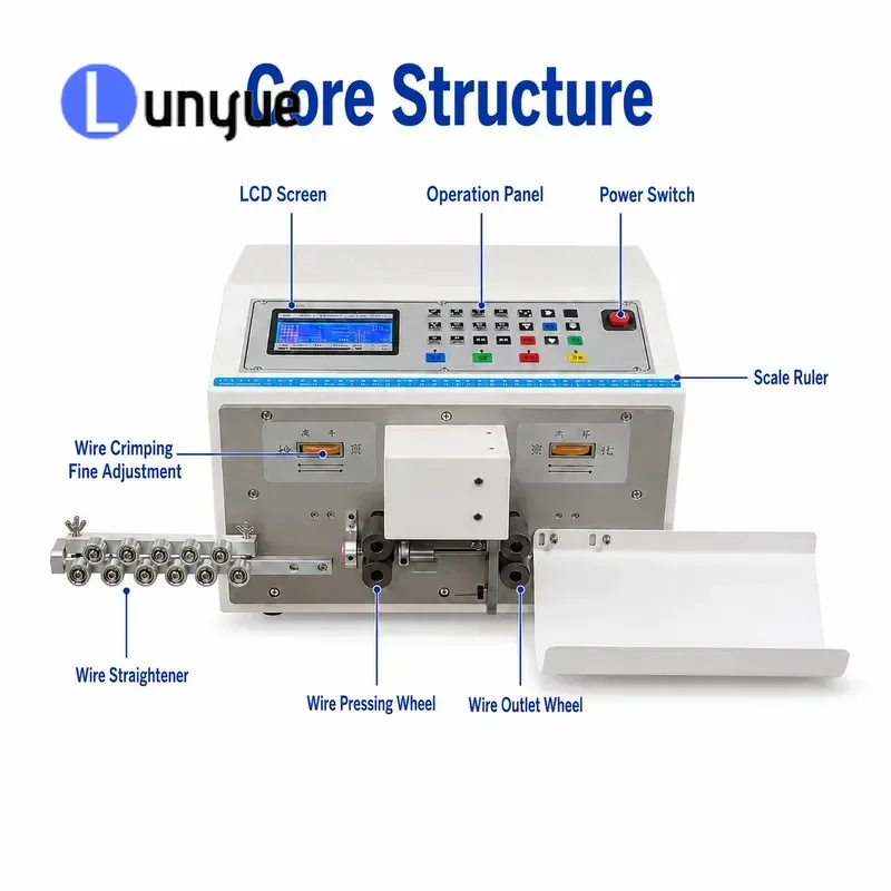 Automatic Wire Cutting Stripping Machine 0.1-4mm2 1-100000mm LCD Display 4-Wheel Drive For Cable Harness Processing High