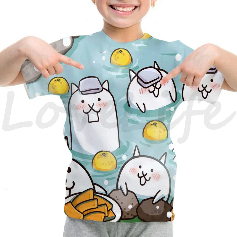 Kids The Battle Cats T-shirt Baby Boys Girls Cute Cartoon Tshirt Children Summer Short Sleeve T Shirt Camiseta O-Neck Tops Tees