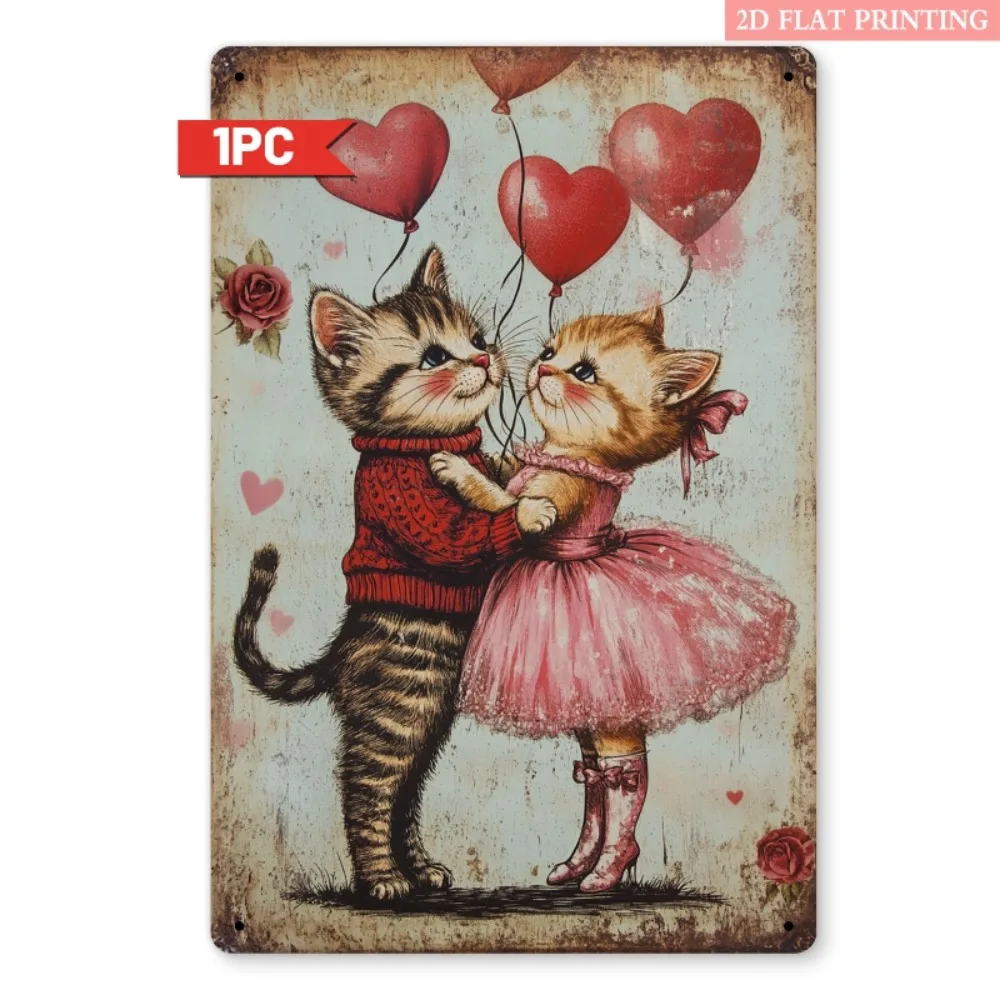 1 Stück Vintage Katzen-Metall-Wandschild Rustikale Dekoration für Schlafzimmer Wohnzimmer Café Büro Zuhause Wandkunst