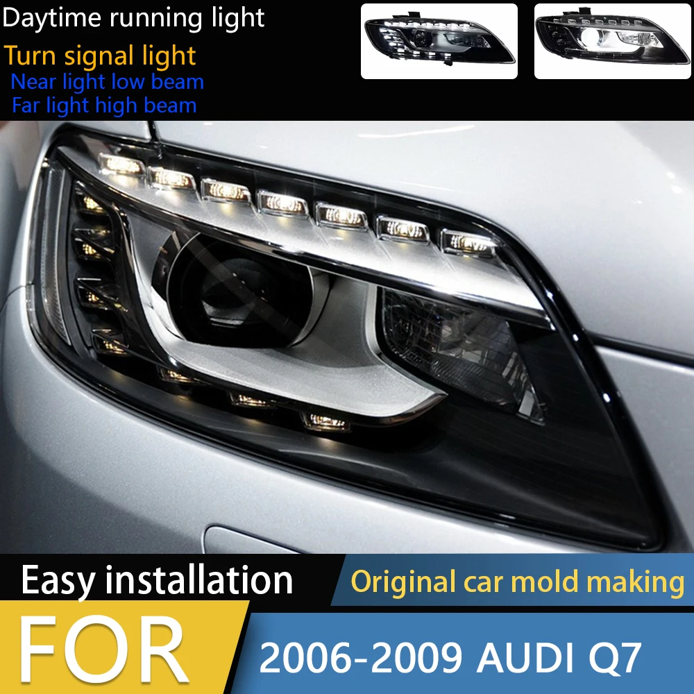 

Фара для AUDI Q7, светодиодная фара 2006-2009, фары Q7 DRL, указатель поворота, дальний свет, линза проектора слезоточивого глаза