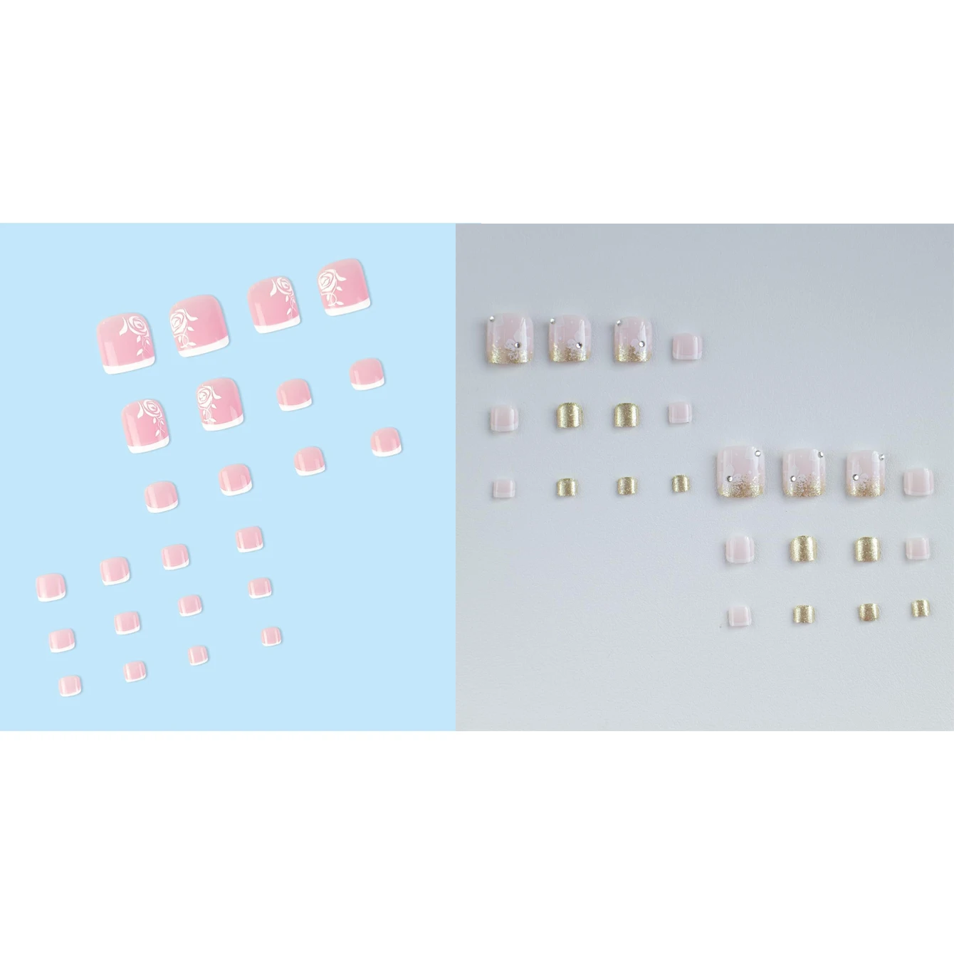 144 قطعة-زهور قصيرة مربعة الشكل للأظافر المزيفة بغطاء كامل مجموعة أظافر وهمية - هذه النمط الأظافر المزيفة تجعل قدميك أنيقة #4