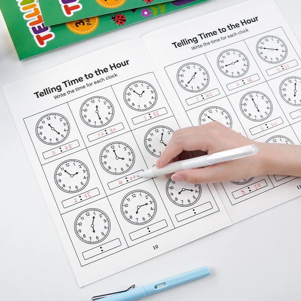 Clock Reading Workbook: 36 Pages – Learn Hours & Minutes with Fun Exercises for Kids