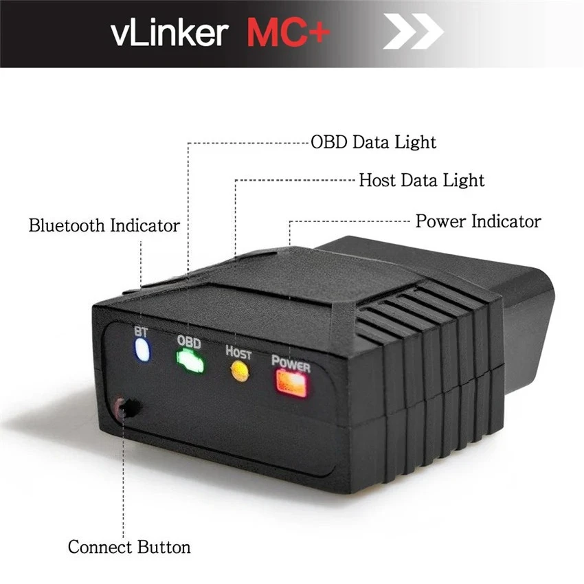 VLinker MC 3.0 / 4.0 Bluetooth V2.2 Version Supports Android OBDII Car Fault Diagnosis Instrument