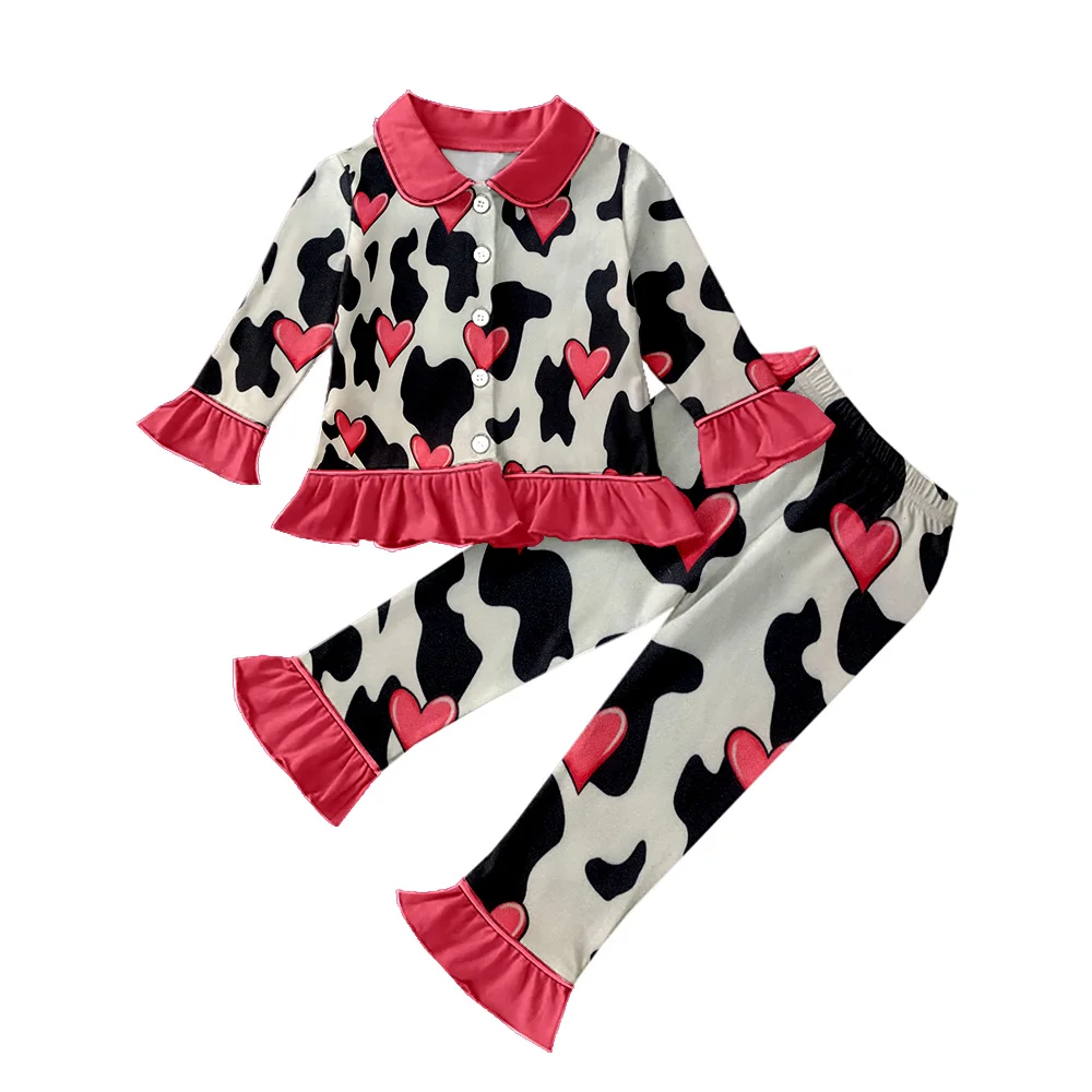 

Kids Pajamas Set Leopard Silk milk Kids Boys Girls Sleepwears Outfits Set long Sleeve Blouse Sleepwear