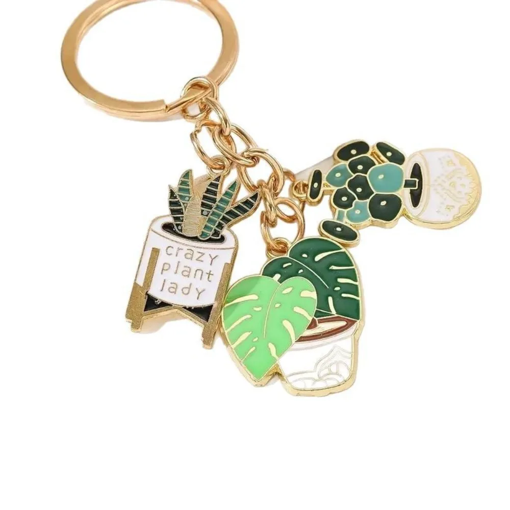 New Q Version of Green Plant Keychain Student Schoolbag Pendant Succulent Potted Vegetation Fresh Keychain Accessories Girl Gift