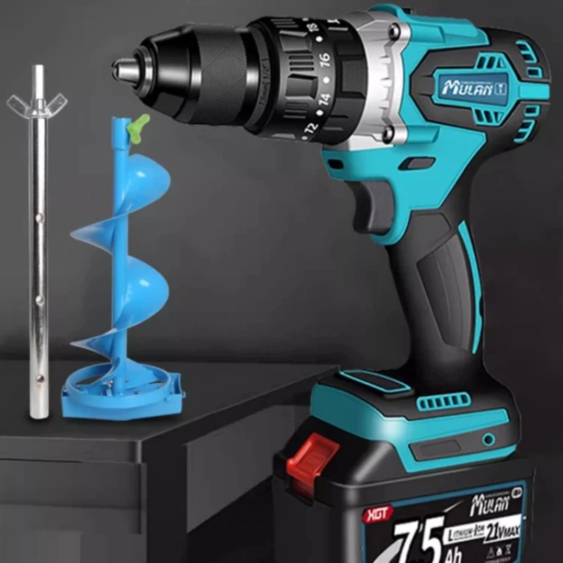 

Mu Lan Ice Drill Flashlight Turn Drill Outdoor Winter Fishing Charging Hand Drill Hole Drilling Machine