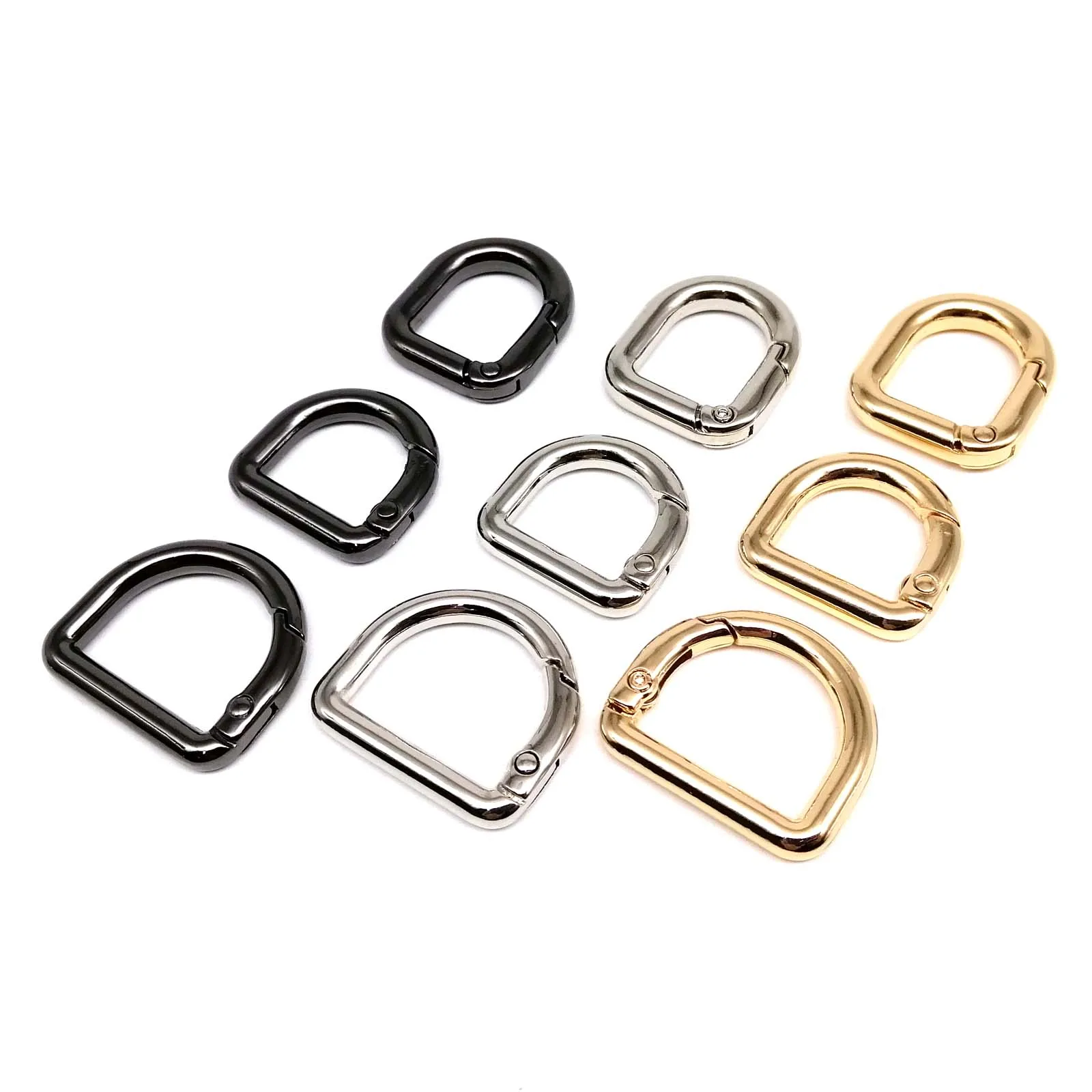 D Shape Type Spring Ring Openable Leather Bag Strap Buckle Connect Keyring