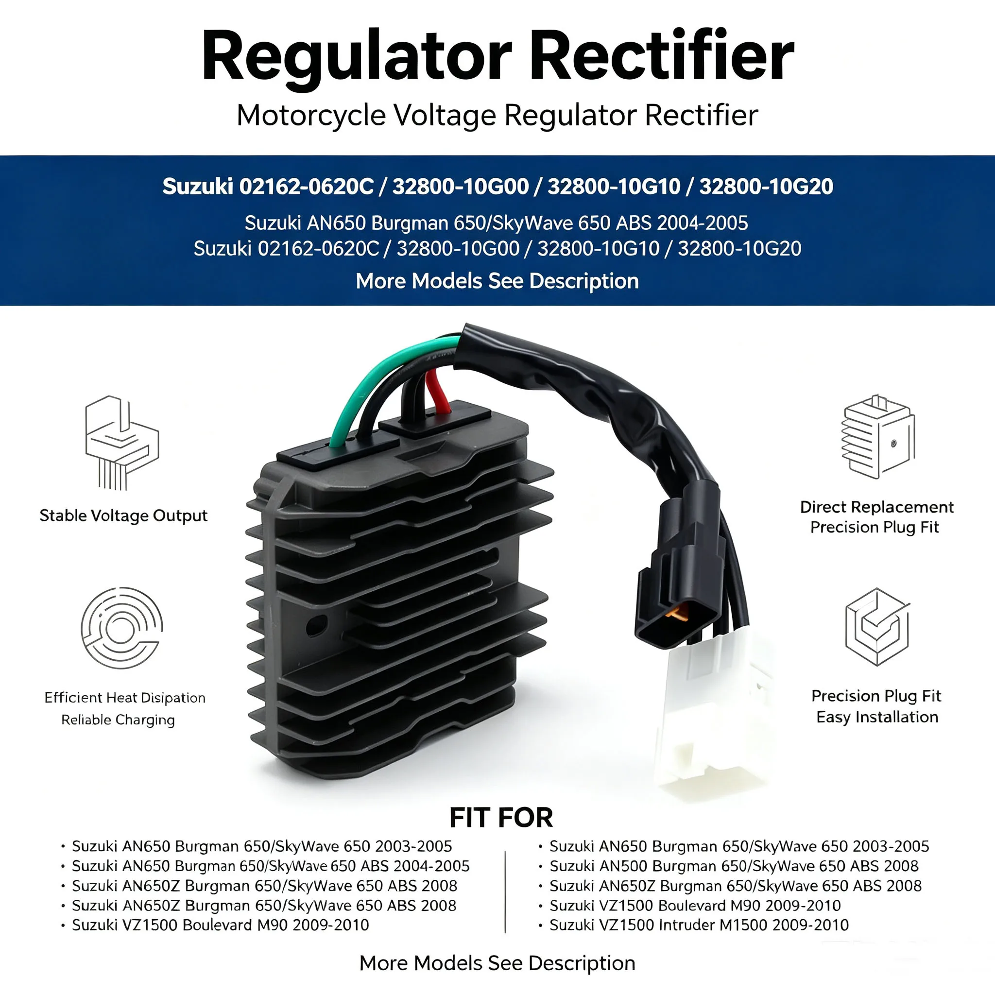 Regulator Rectifier For SUZUKI VZR1800 Intruder M1800R/ Boulevard M109R 2006-2010 AN650 Burgman SkyWave 2003-2010 32800-10G00