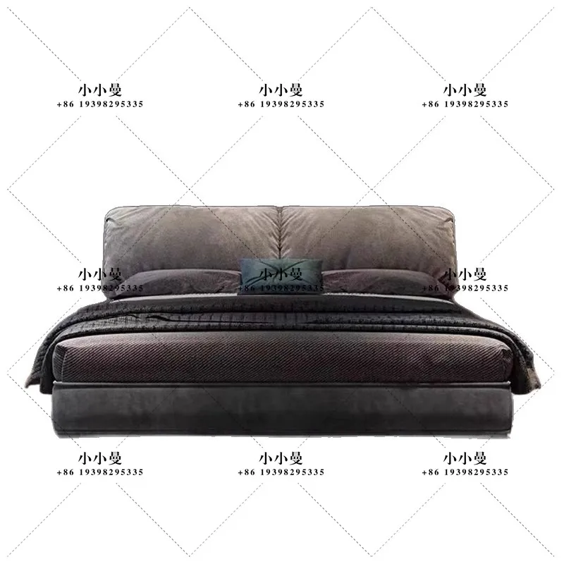 Technology fleece fabric bed Modern simple 1.8 meters Double master bedroom large bed Italian minimalist storage