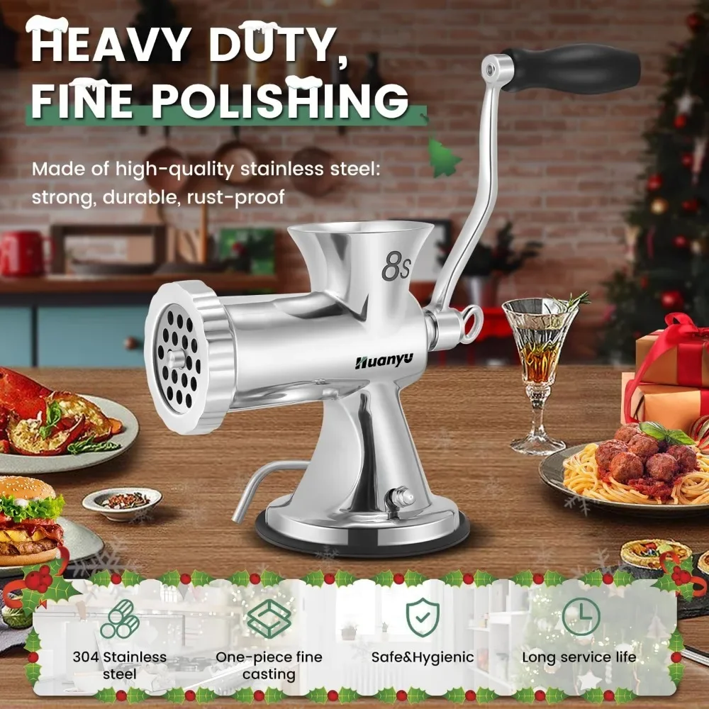 Manual Meat Grinder Sausage Stuffer Filler Hand Crank Mincer Stainless Steel Meat Processor Grinding Machine Ground Chopper Home