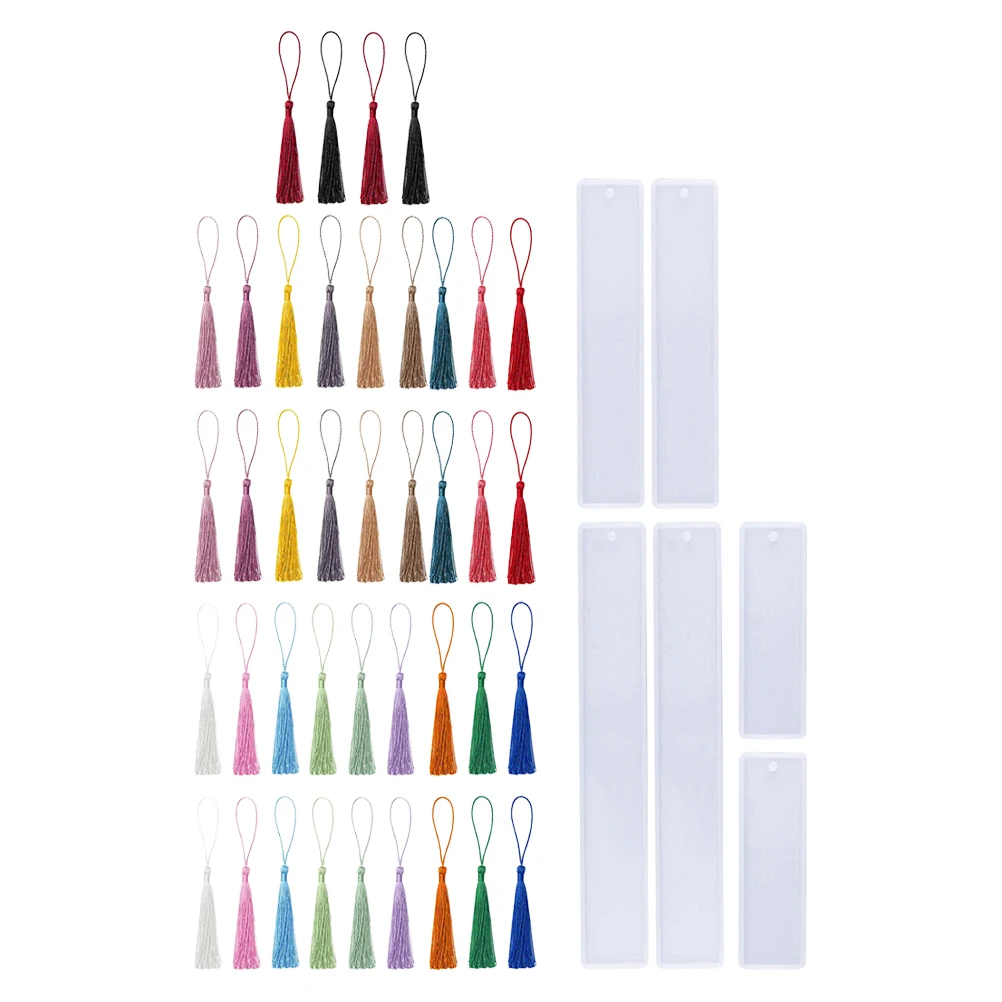 

DIY Craft Bookmark Molds Set Rectangle Silicone Resin Mold Fringe Tassels Bookmarks Making Tools Accessories Student Stationery