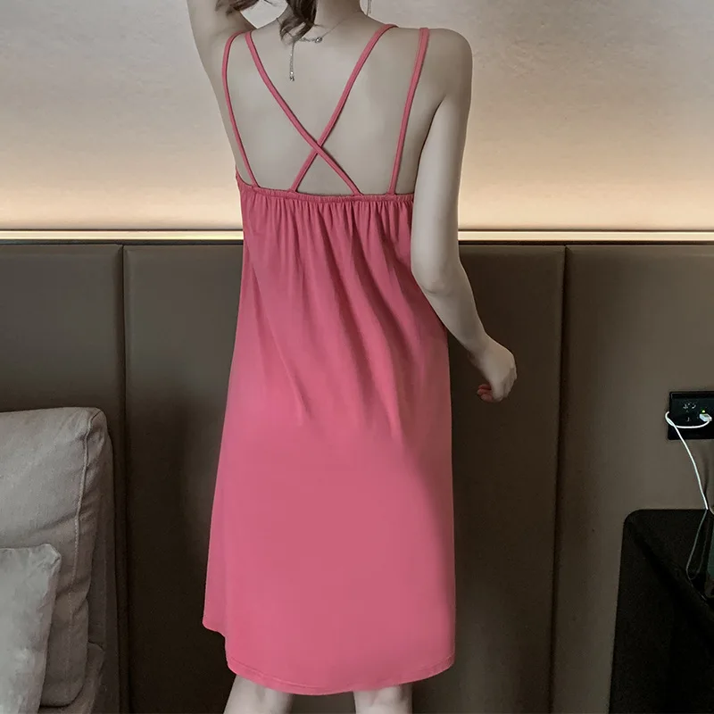 

Women's Summer New Loose Thin Sleepwear Beautiful Back Sexy Long Comfortable Dress Home Clothes Nightgown Cotton 100%