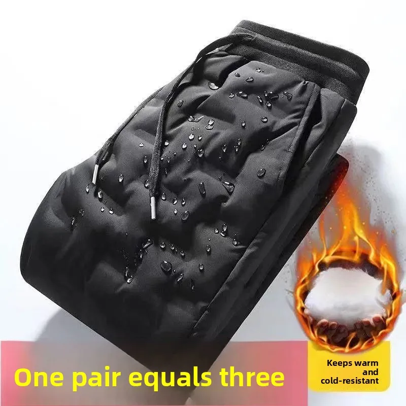 

Men's down Filled Cotton Trousers Winter Outdoor Wear Waterproof Snowproof Youth Large Size Fce Lined Warm Snow Pants