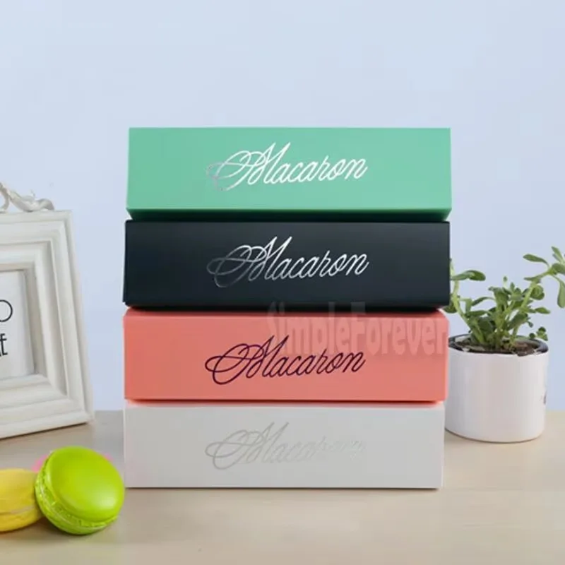 

200pcs/lot Home Made Macaron Black White Pink Green Macaron Box Biscuit Muffin Box