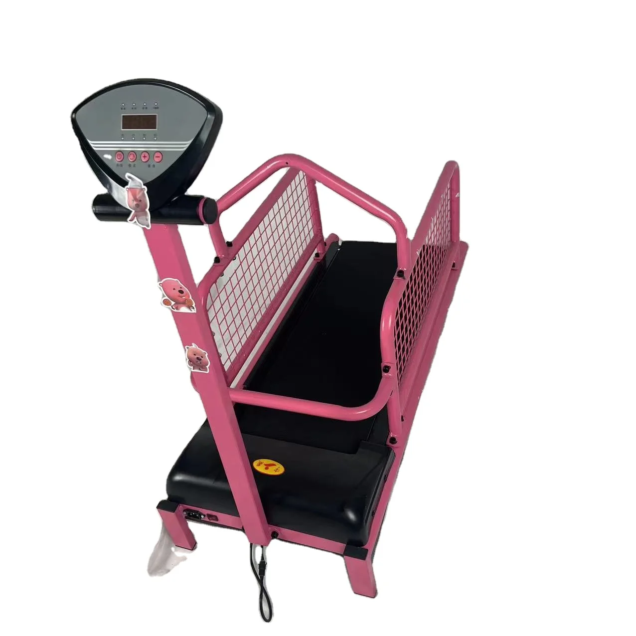 Pink pet treadmill featuring safety key and emergency stop function cat treadmill