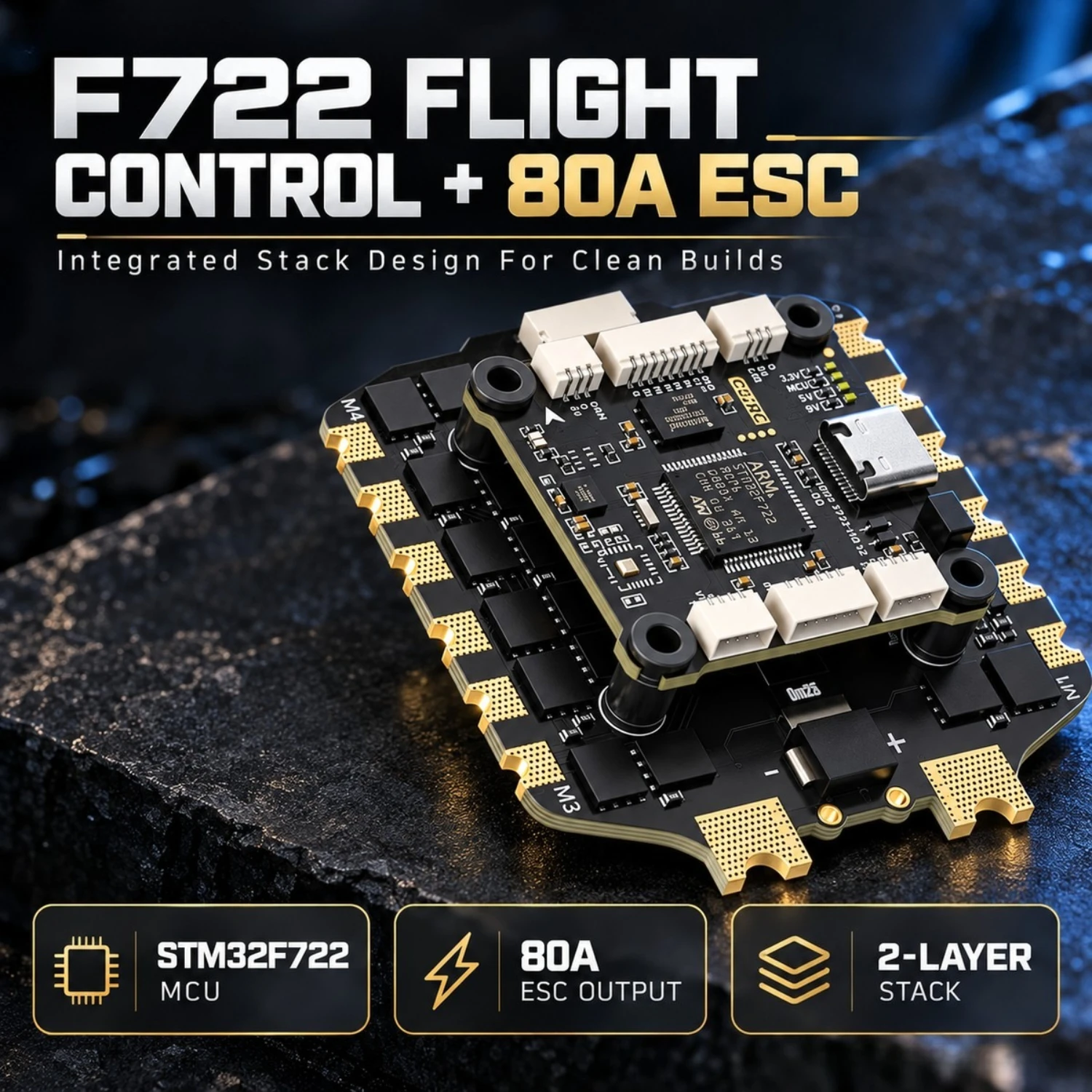 GEPRC TAKER F722 BLS 80A V2 STACK F722-HD V2 Flight Controller 16M Black Boxwith 80A 4IN1 ESC for DJI Air Unit FPV Racing Drone