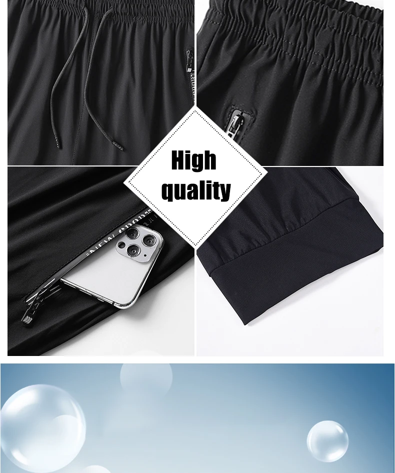 Ice Silk Pants Men Summer Thin Style Sports Quick Dried Straight Leg Draping Wide Leg Pants Casual Trousers Plus Size 6XL7XL 8XL