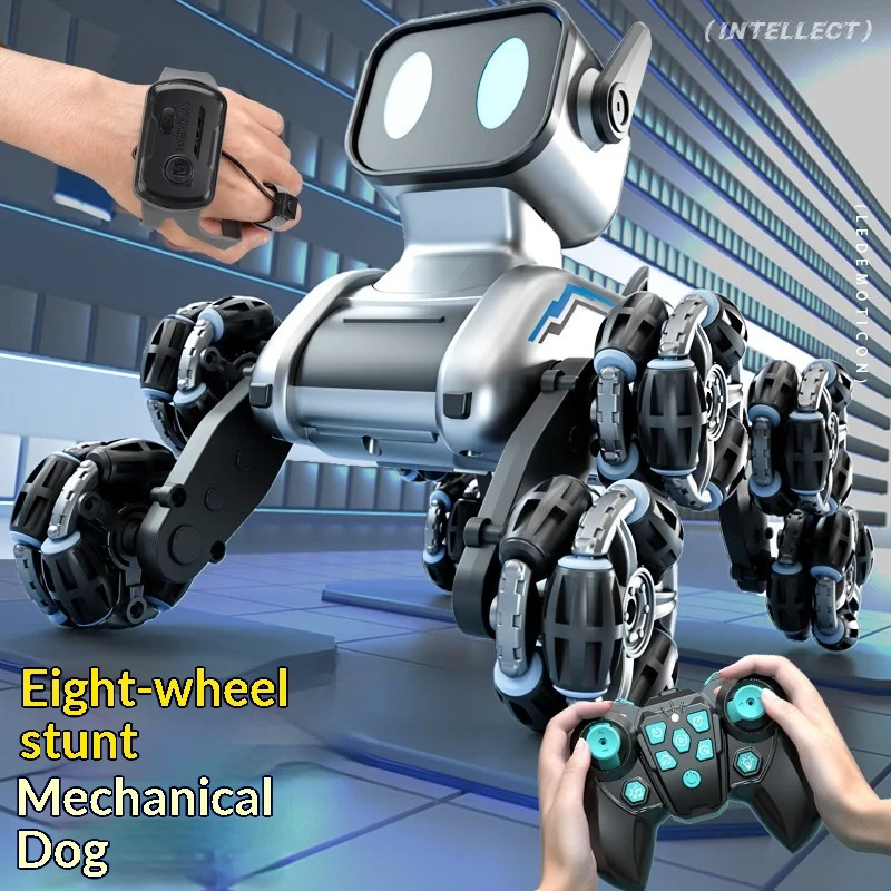 Smart Robot Dog Rc Stunt Car 8 Wheel Dual Remote Control Electric Toy With Watch Gesture Control For Boys 6+ Ideal Birthday Gift