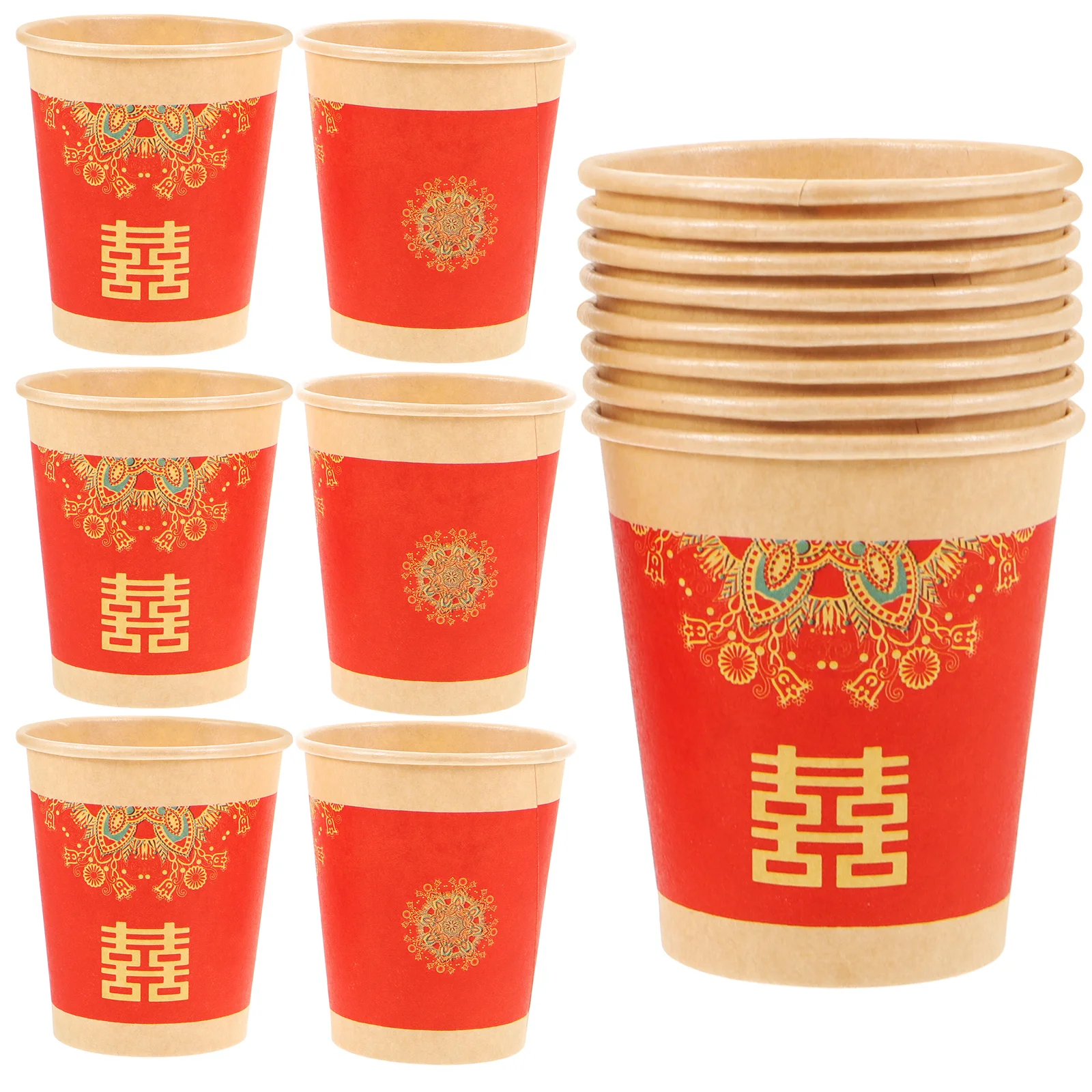 

50Pcs Wedding Paper Cups Disposable Safe Festive Romantic Juice Wine Beverage Cups for Outdoor Party Banquets Single Time Cup