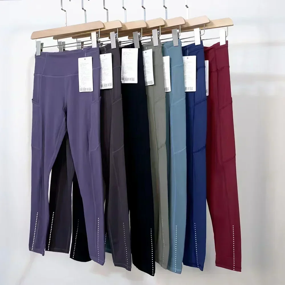 Lemon Women Pocket Pants Fast and Free Yoga Leggings Sports High Waist Elasticity Pants Casual Ankle Banded  Length Trousers
