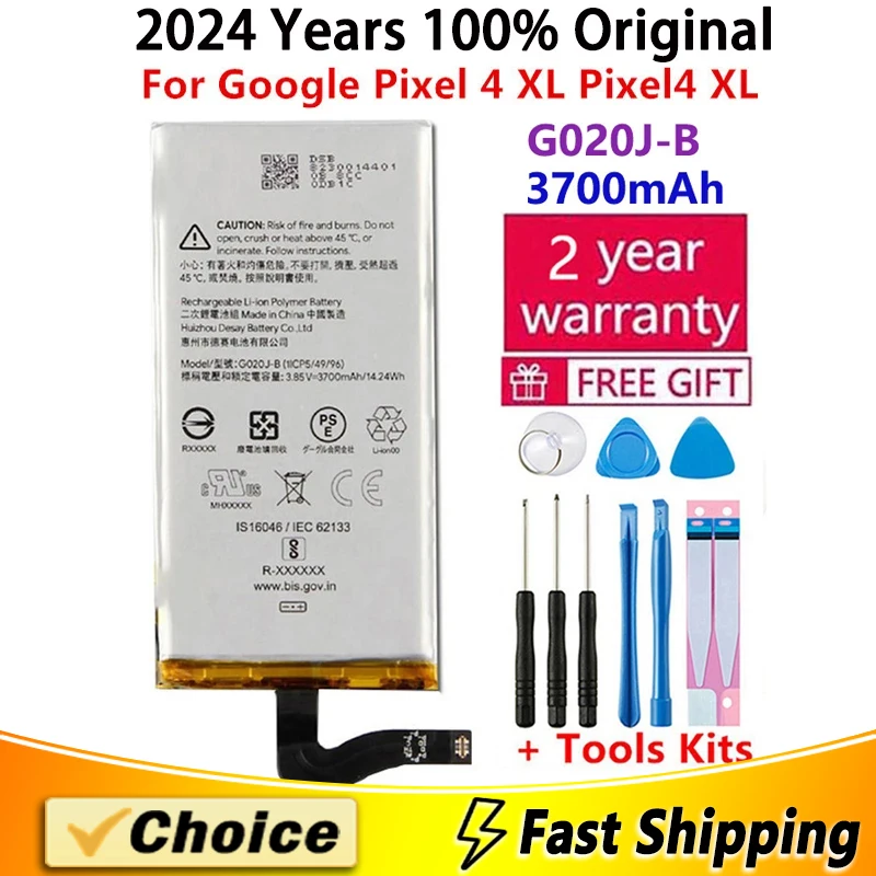 

3700mAh Original Phone Replacement Battery G020J-B For Google Pixel 4 XL Pixel4 XL,Brand New Lithium Battery+Tool