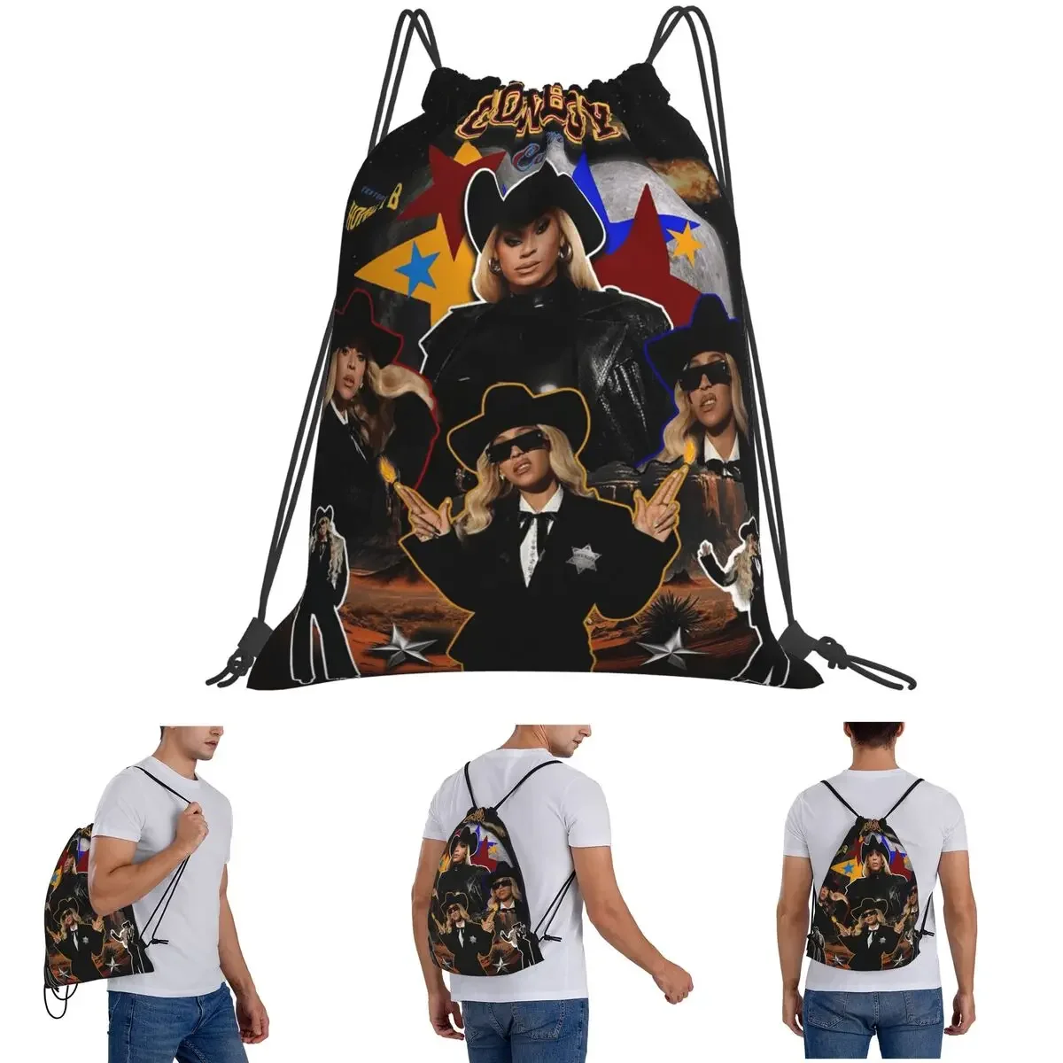 

Ковбойский картер Бейонсе, новый альбом, рюкзаки, многофункциональные портативные сумки на шнурке, сумка для мелочей, сумки для книг для путешествий, школы