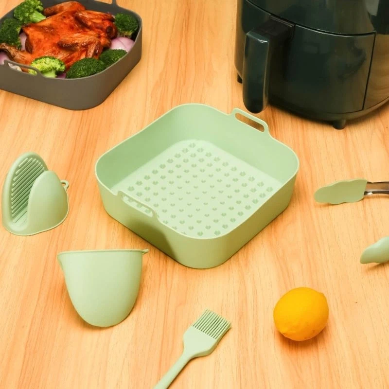 Silicone Baskets Square Non-Stick Food Grade Reusable Air Fryer Liner Kitchen Air Fryer Accessories 3 Colors for best sale