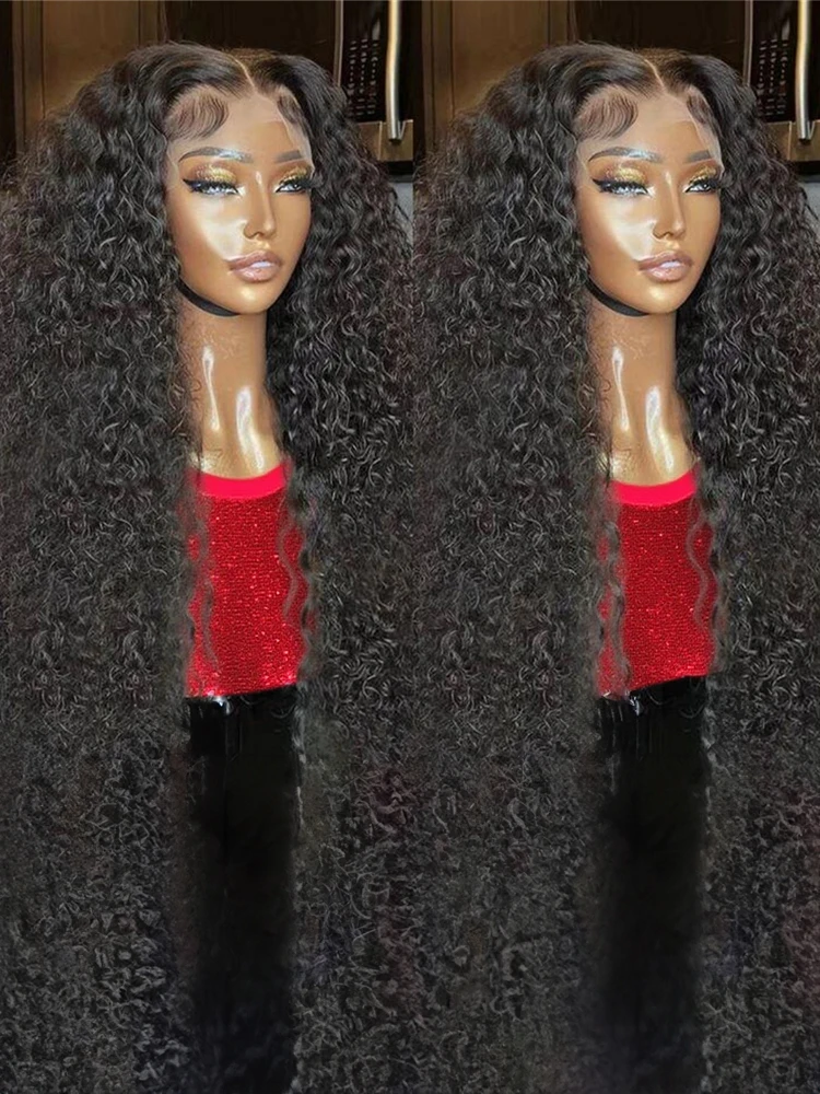 

40 Inch Deep Wave Frontal Wig Black Curly Frontal Lace Human Hair 100 Water Wave 13X6 Hd Lace Front Full 360 Lace Wig Female Wig