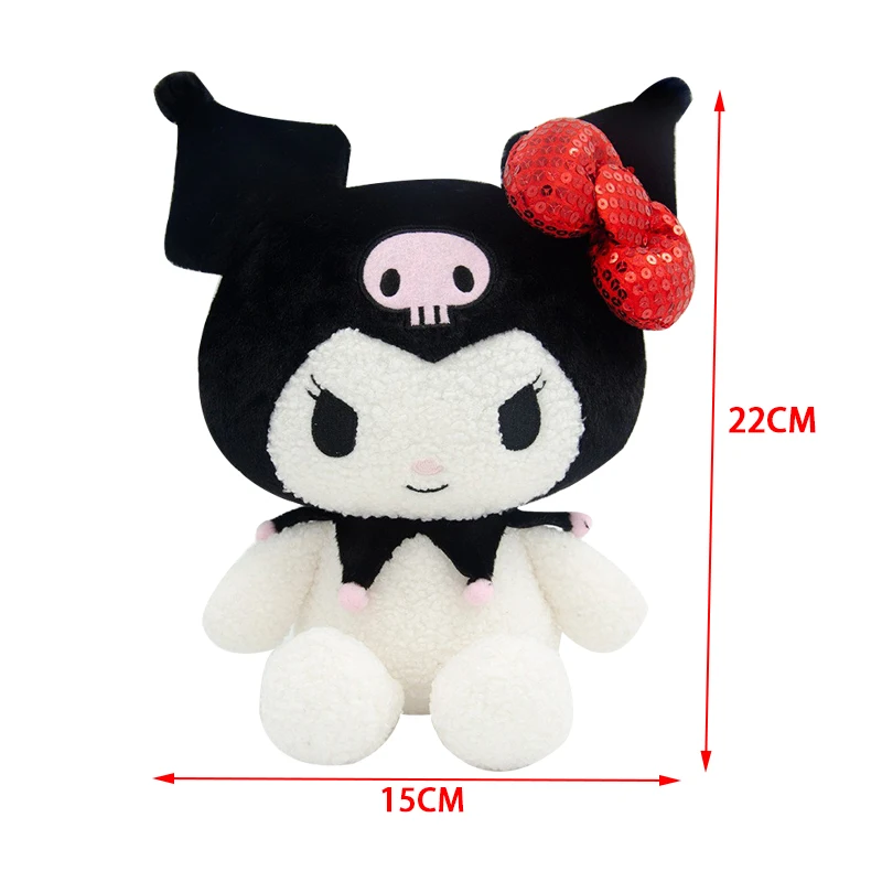 22CM 정통 Sanrio Kuromi 봉제 인형 검정색 보라색 Cutecartoon 인형 소녀 어린이 장난감 생일 크리스마스 선물