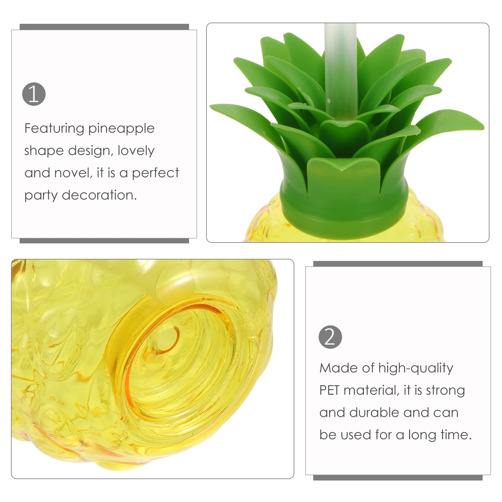 

4Pcs Pineapple Cups Plastic Drinking Set Creative Hawaiian Party Supplies for Beach Theme Luau Decorations with Straws