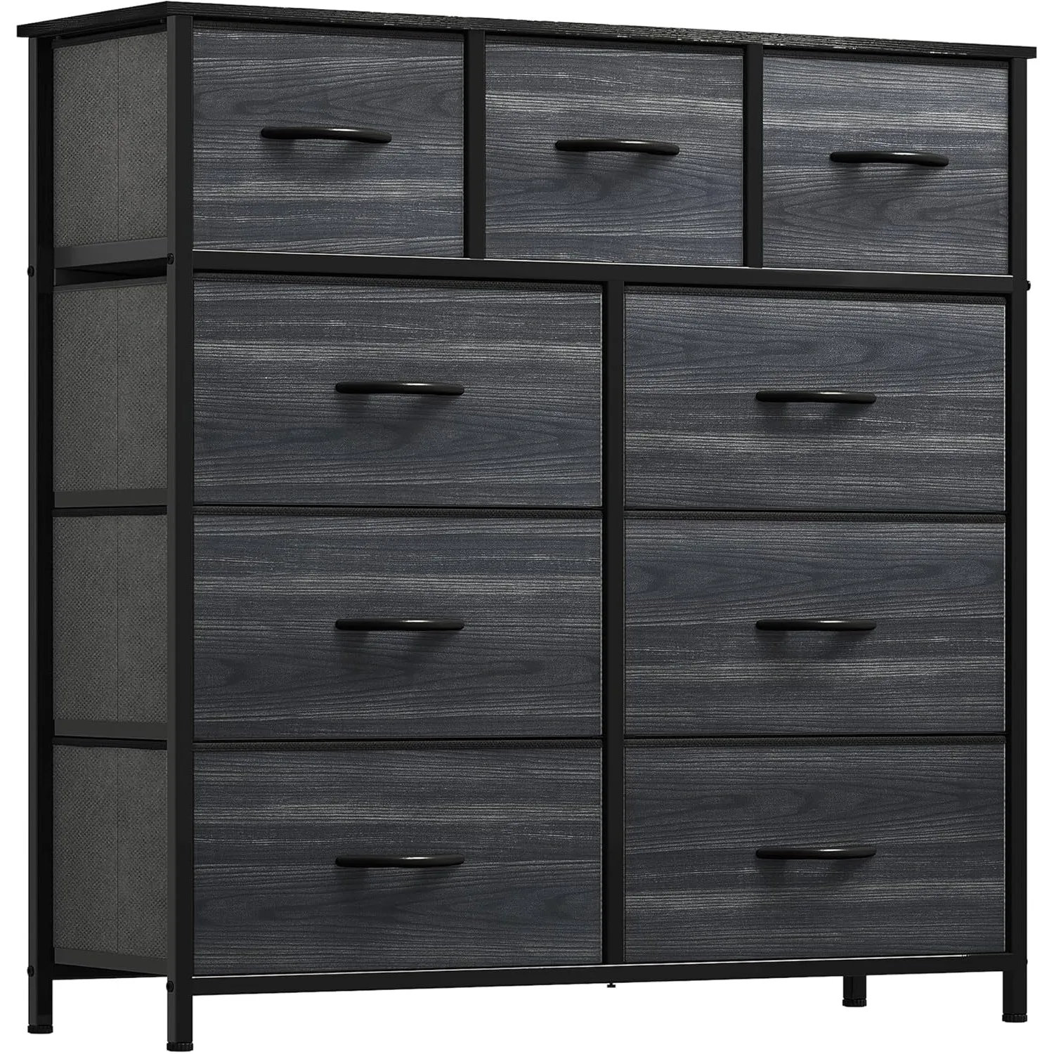 

Dresser for Bedroom with 9 Drawers - Organizer Unit for Living Room, Hallway, Closets (Charcoal Black Wood Grain)