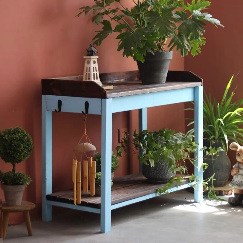 

Balcony Garden Solid Wood Table Patio Operator Preservative Wood Outdoor Decoration Grocery Shelf Flower Stand Tool Table