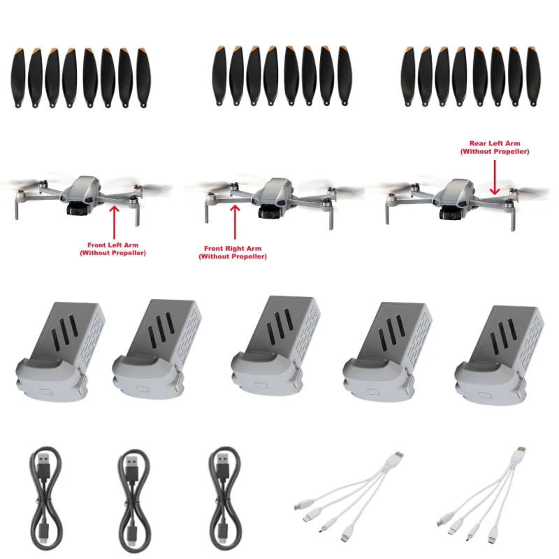 017S GPS Drone Accessories Battery 7.4V 1600mAh Drone Motor Arm Propeller USB Line 4-in-1 Line Spare Parts For 017S GPS RC Drone