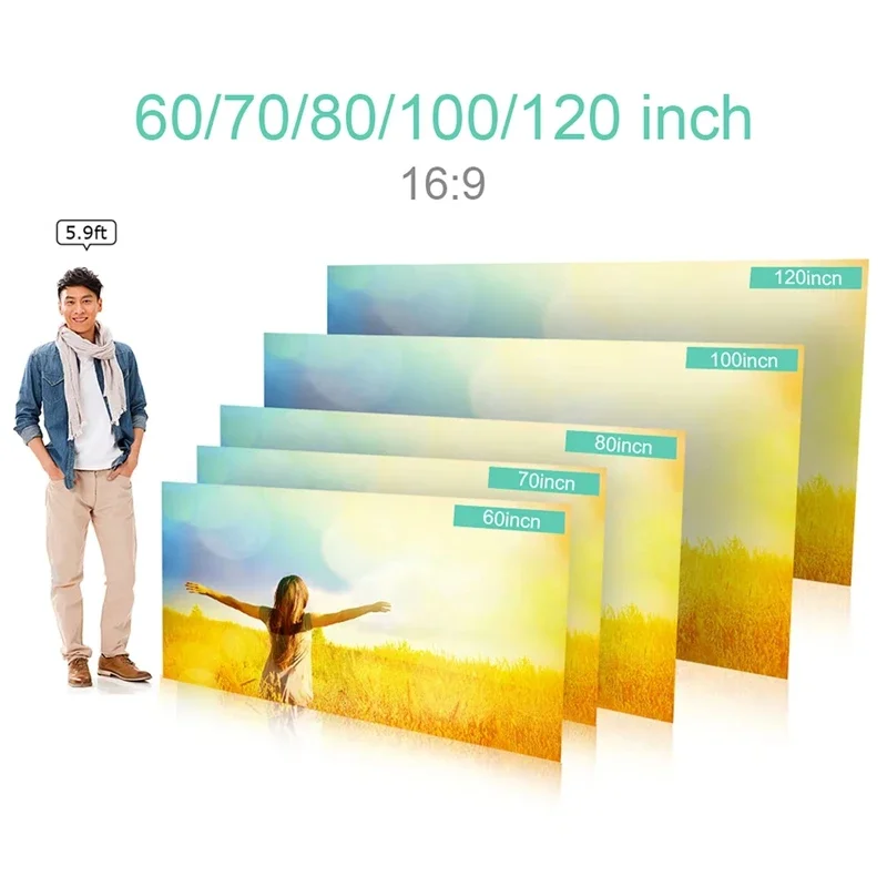 

Portable Projector Screen Simple Curtain Anti-light 60/72/80/92/100/110/120 Inches Projection Screens For Home Office Projector