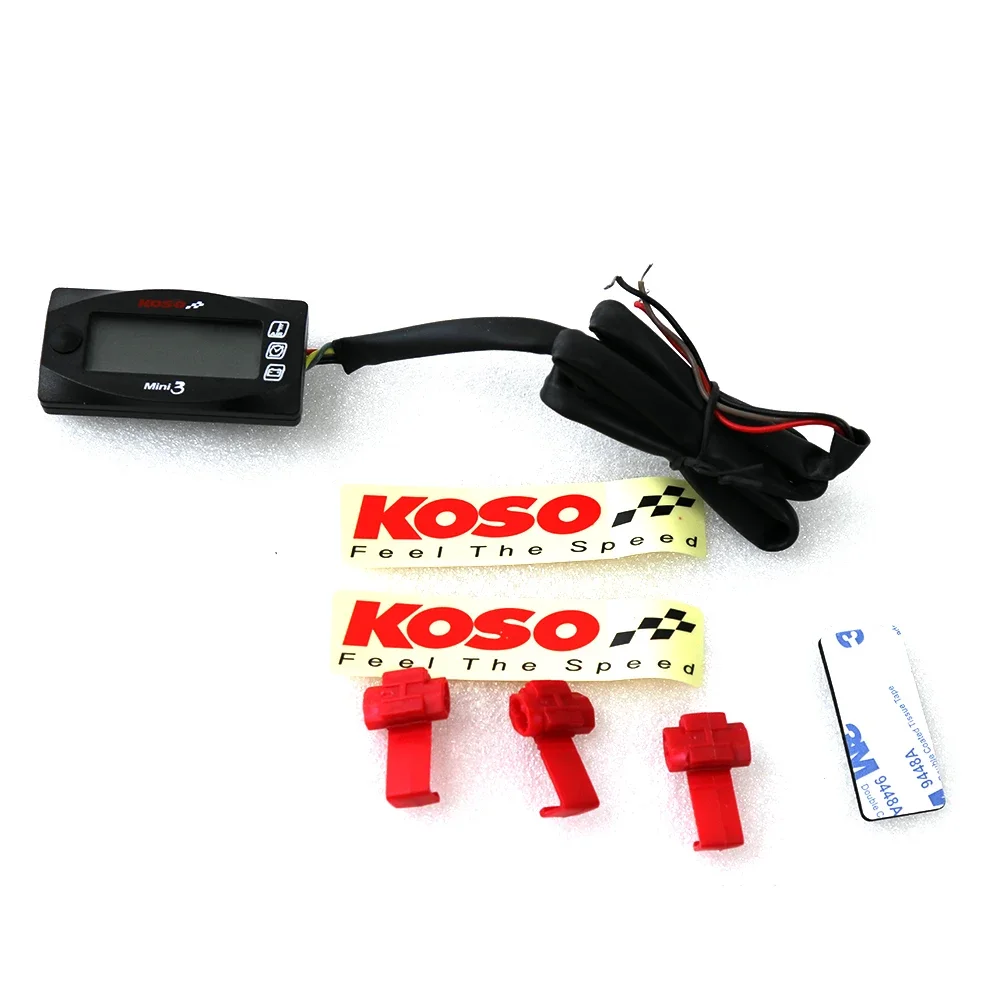 MINI 3 In 1 LED Display KOSO Meter Air Temp+Time+Volt Meter Motorcycle Accessories with Brackets