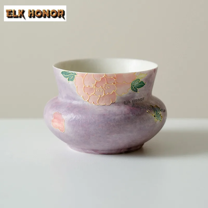 

380 мл фиолетовый дым пион с круглым ртом Jianshui чайная стирка чайная пыль цилиндр бочка бытовые чакси кафе поставки ремесленные подарки