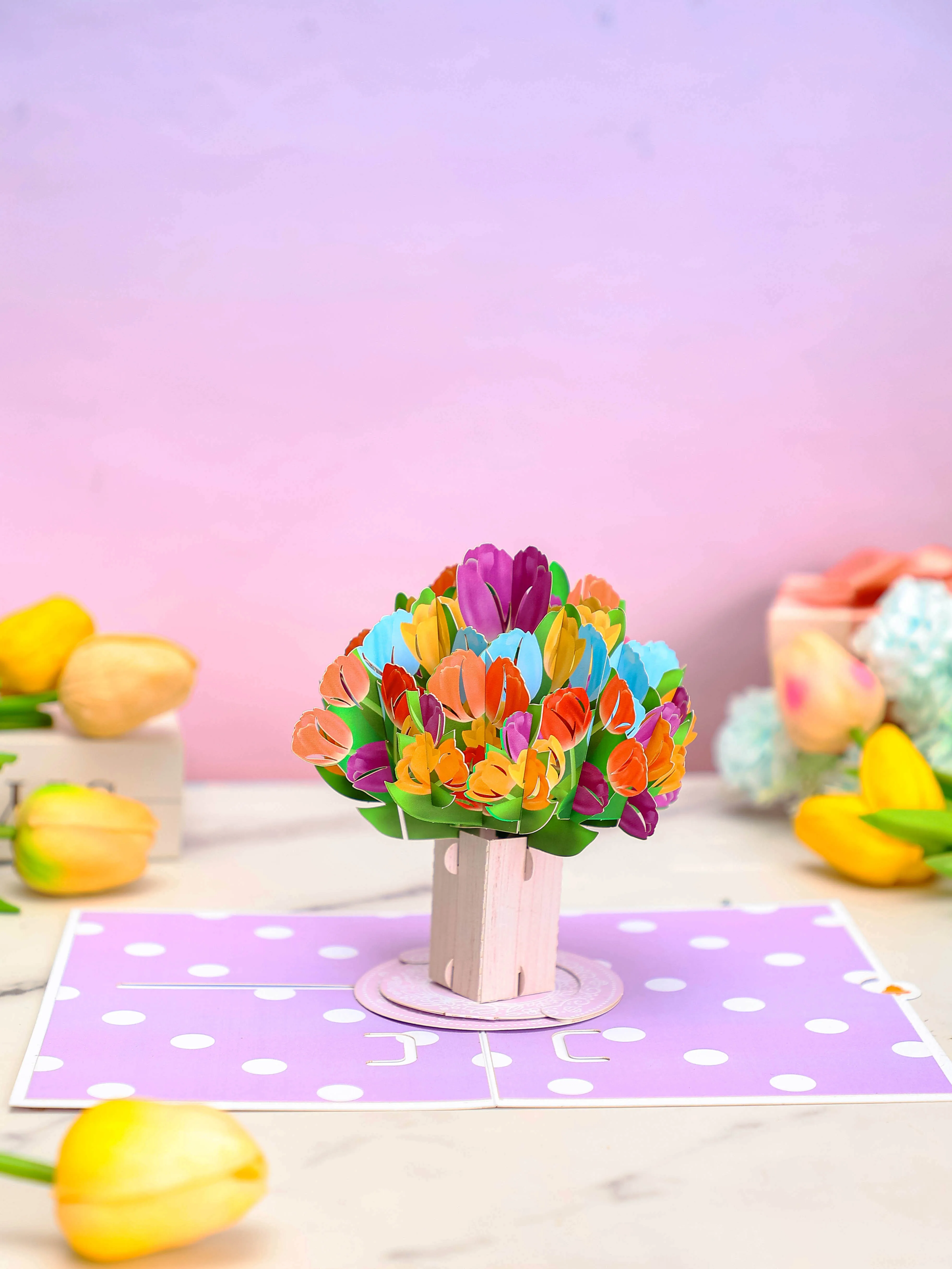 Tulpen-Themen Pop-Up-Grußkarte, Geeignet für Geburtstage, Jahrestage und Andere Anlässe