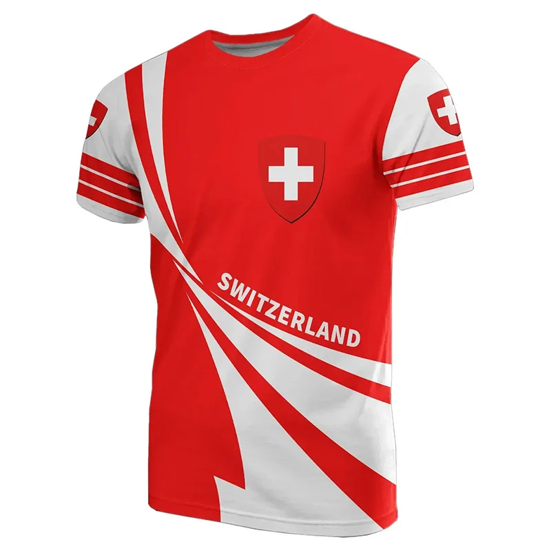 Swiss Flag Soccer Jersey T-shirts Summer Men Short Sleeved Casual Sports T Shirt Switzerland Football Clubs Fashion Man Clothes