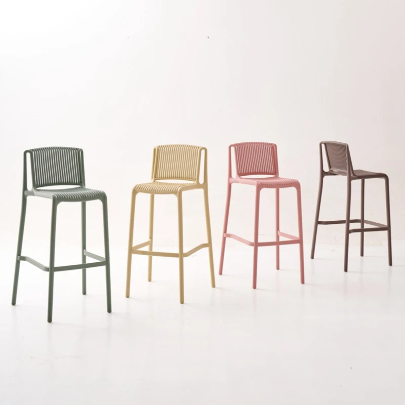 Nordic simple bar chair light luxury plastic bar chair stackable high stool Internet celebrity bar stool outdoor back chair