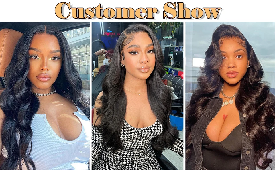 Karyssa Body Wave 13x6 13x4 HD Transparente Lace Frontal Perücke Echthaar 220 Dichte 30 36 Zoll Wasserwelle Schwarz für Frauen – Detail 7