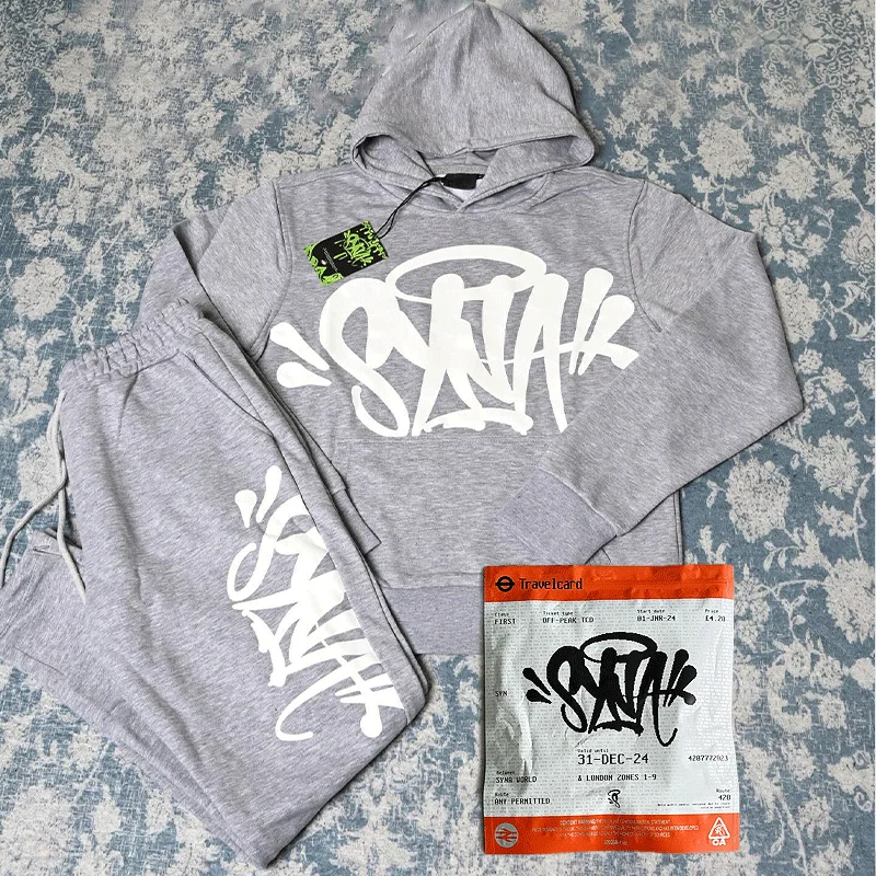 

Hip-hop Street Style Sy-world Pullover Tracksuit y2k Harajuku Fashion Men Women Casual Sportswear Hoodies Long Pant Set COTTON