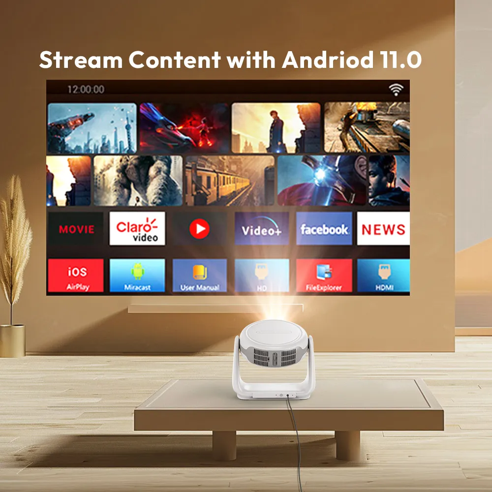 

2026unique Портативный мини-проектор для дома Android 9.0 3D 4K видеопроектор с поддержкой домашнего кинотеатра A10 Модель с длительным сроком службы