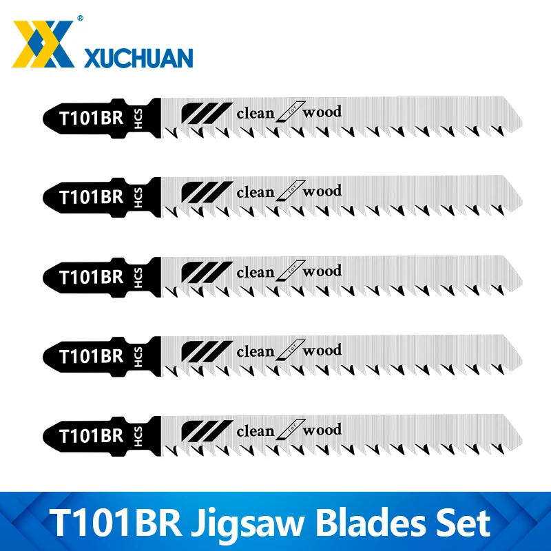 5pcs T101BR 직소 블레이드 고 탄소강 직소 블레이드 빠른 절단 목재 T- Shank 직소 블레이드 핸드 툴