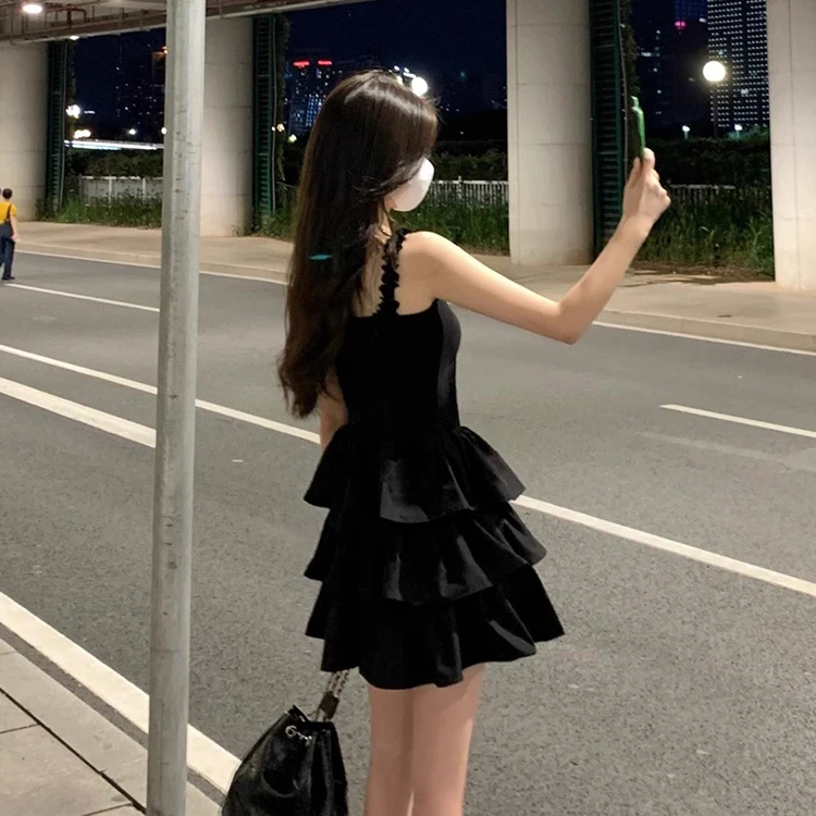 Elegant Black Strapless Dress Women's Summer New Arrival Base Layer Beautiful  Dress U-Neckline A-Line Skirt Ultra Short