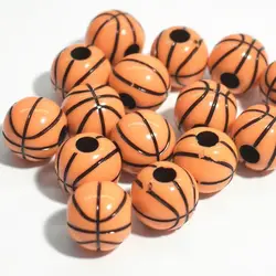 Wholesale 50Pcs/Pack Basketball Football Baseball Rugby Tennis Beads For Jewelry Making 10mm 12mm Acrylic DIY Bracelet Necklace
