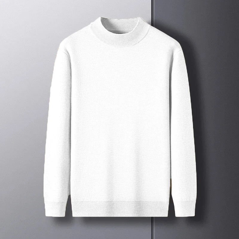 Autumn Men's Mock Neck Sweater Men's Knit Pullovers Thick Turtleneck Sweater Winter Warm Men Jumper Fit Basic Knit Tee