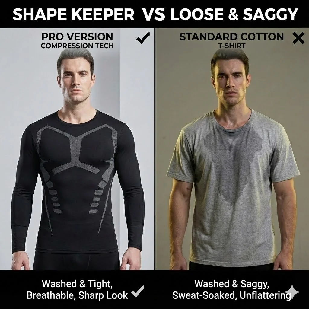 تي شيرت رياضي رجالي مناسب للعضلات، قميص ضغط عالي المرونة وأكمام طويلة قابل للتنفس، ملابس رياضية على شكل طبقة أساسية للحارس #5
