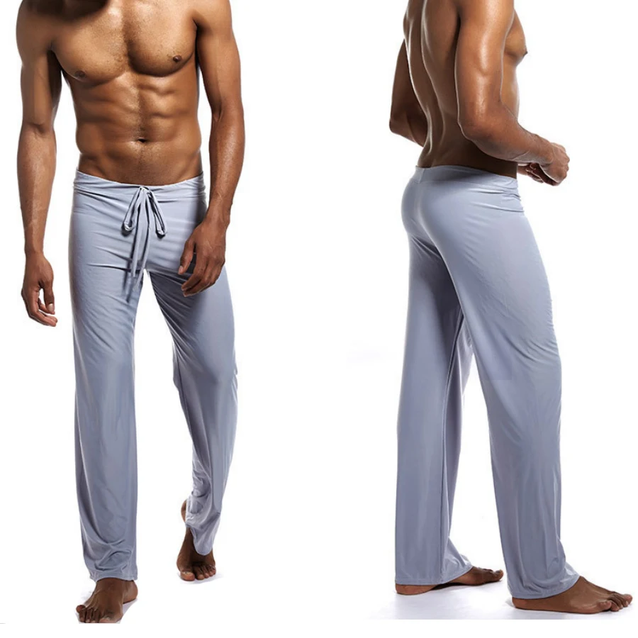 Sexy Men Yoga Pants Low Waist Drawstring Straight Loose Thin Sports Comfortable Elastic Waist Men Sports Trousers Men Clothing