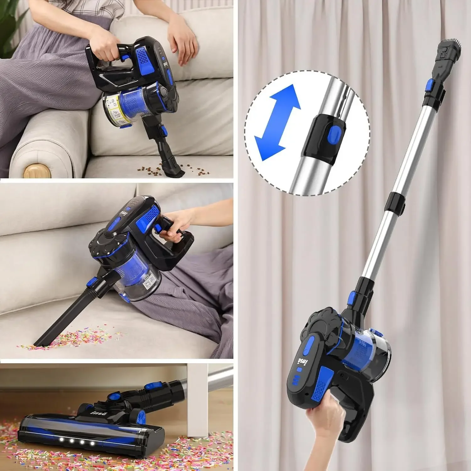 INSE V770 20000Pa Stick Cordless Vacuum Cleaner, up to 40min Runtime, 13-in-1 Stick Vac for Hardwood Floor Pet Hair Home Car